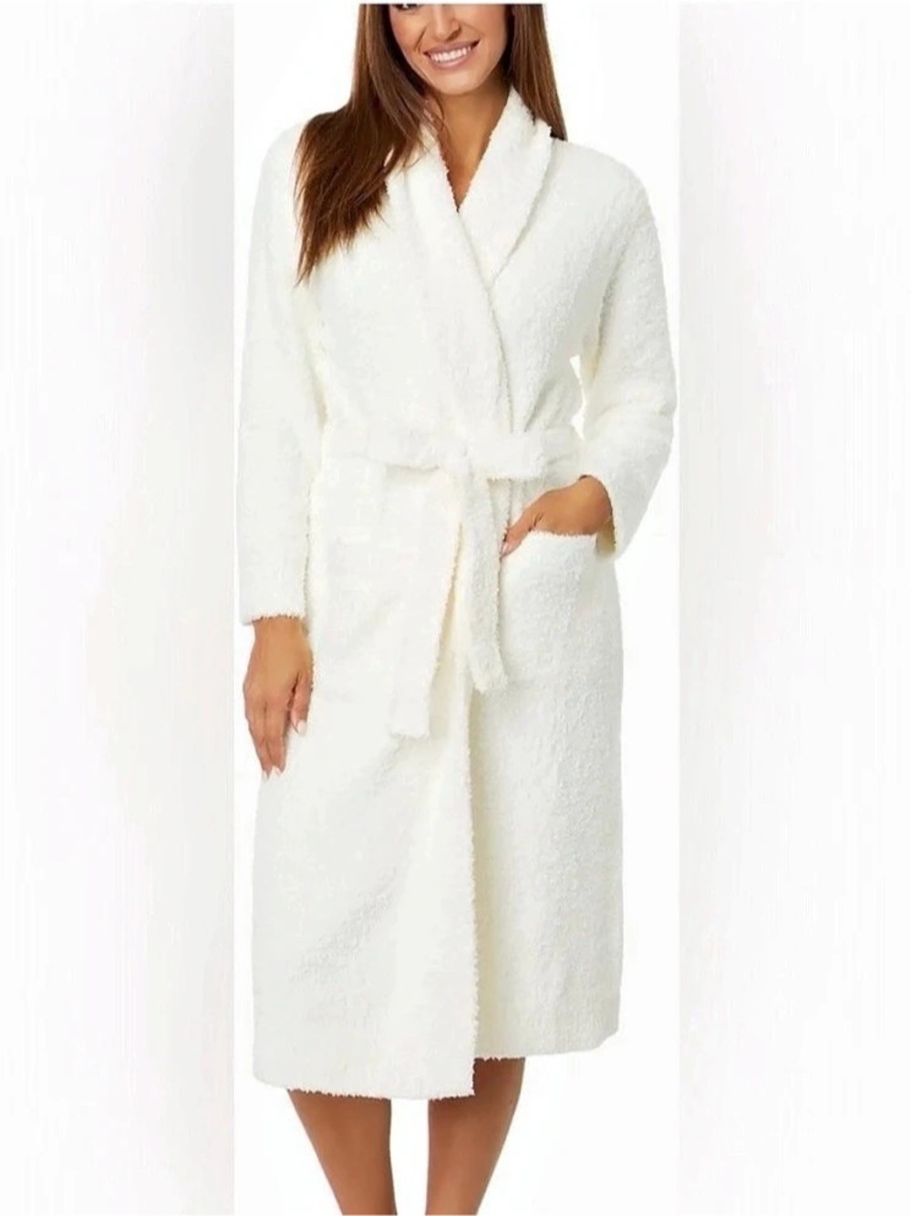 Barefoot Dreams CozyChic Adult Robe White Size 2 Unisex Gown B509